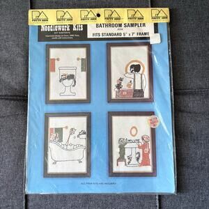 Bathroom Sampler Vintage Stamped Embroidery Kit by Patty Ann Creations - 1980s